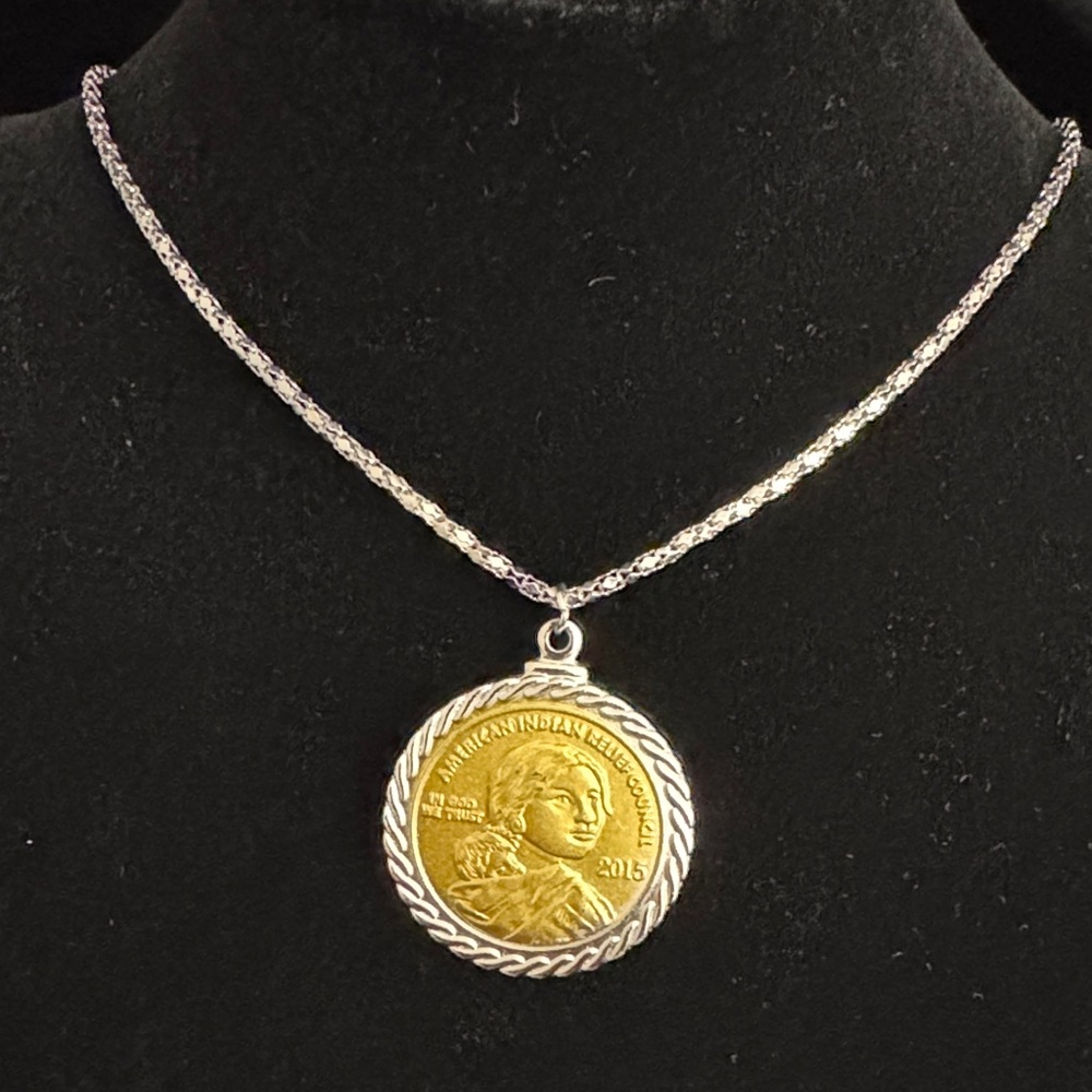 Gold and Silver Coin Pendant Necklace